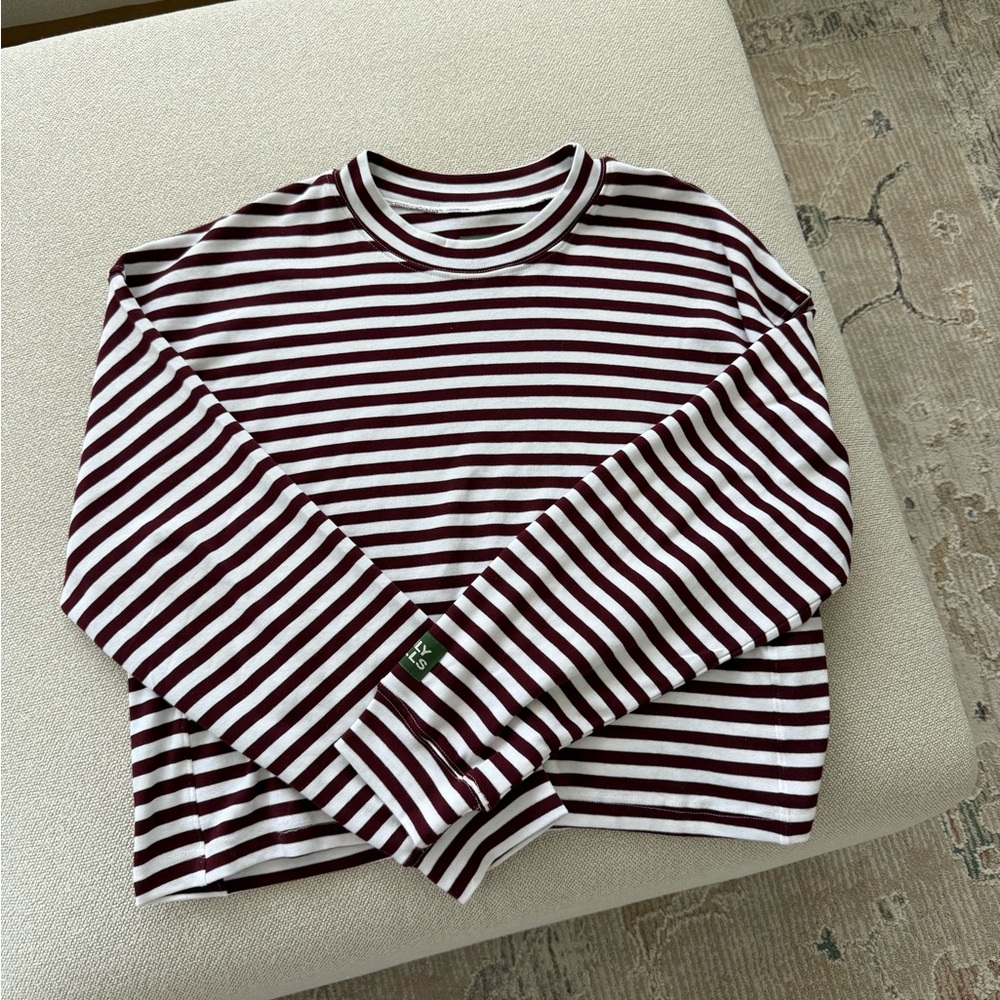 Daily Drills Maroon and White Striped Top